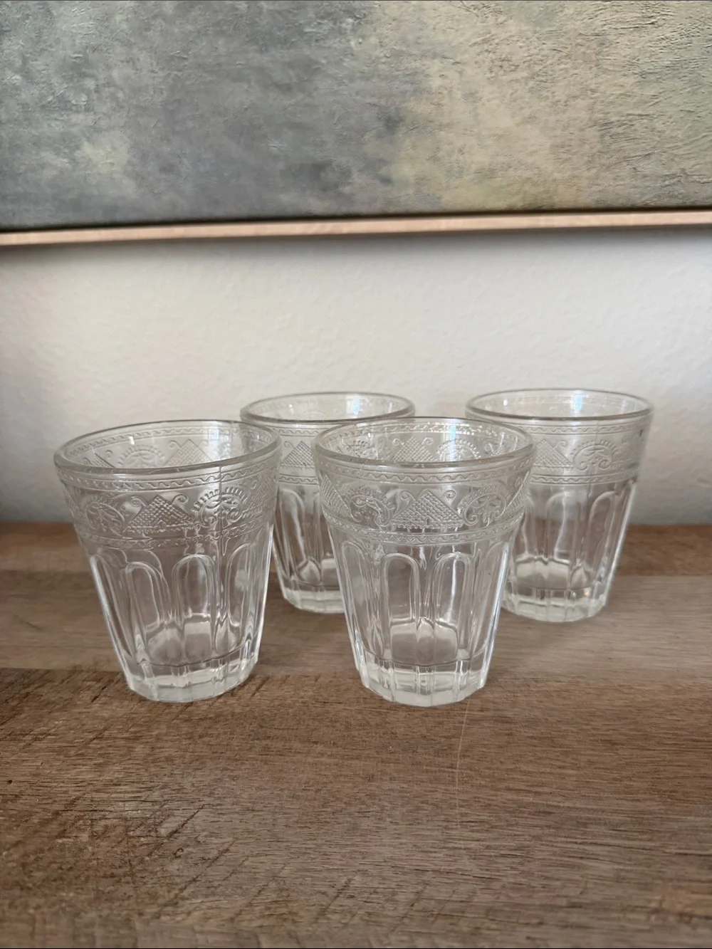 Vintage Embossed Glass Tumbler - Set of 4 Resembles Ralph Lauren Emma Set